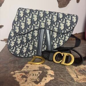 Dior Oblique Navy Trotter Saddle‎ Belt Bag 40" Authentic CoA